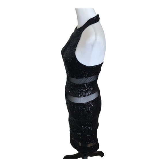 L'Impasse NY Black Sequin and Mesh Sexy Bodycon Party Dress Size S - Picture 3 of 13